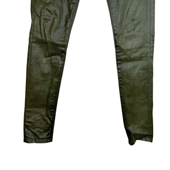 Adriano Goldschmied Farrah Faux Leather Skinny Ankle Coated Jeans Green 24R USA - Picture 4 of 12